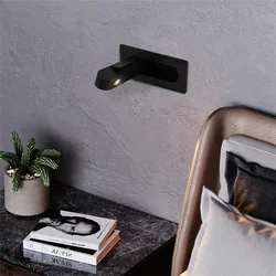 Embedded LED Reading Wall Light for Bedroom Bedside Hotel Study Aisle Adjustable Wall Sconce Lamp with Switch Spot Light Fixture