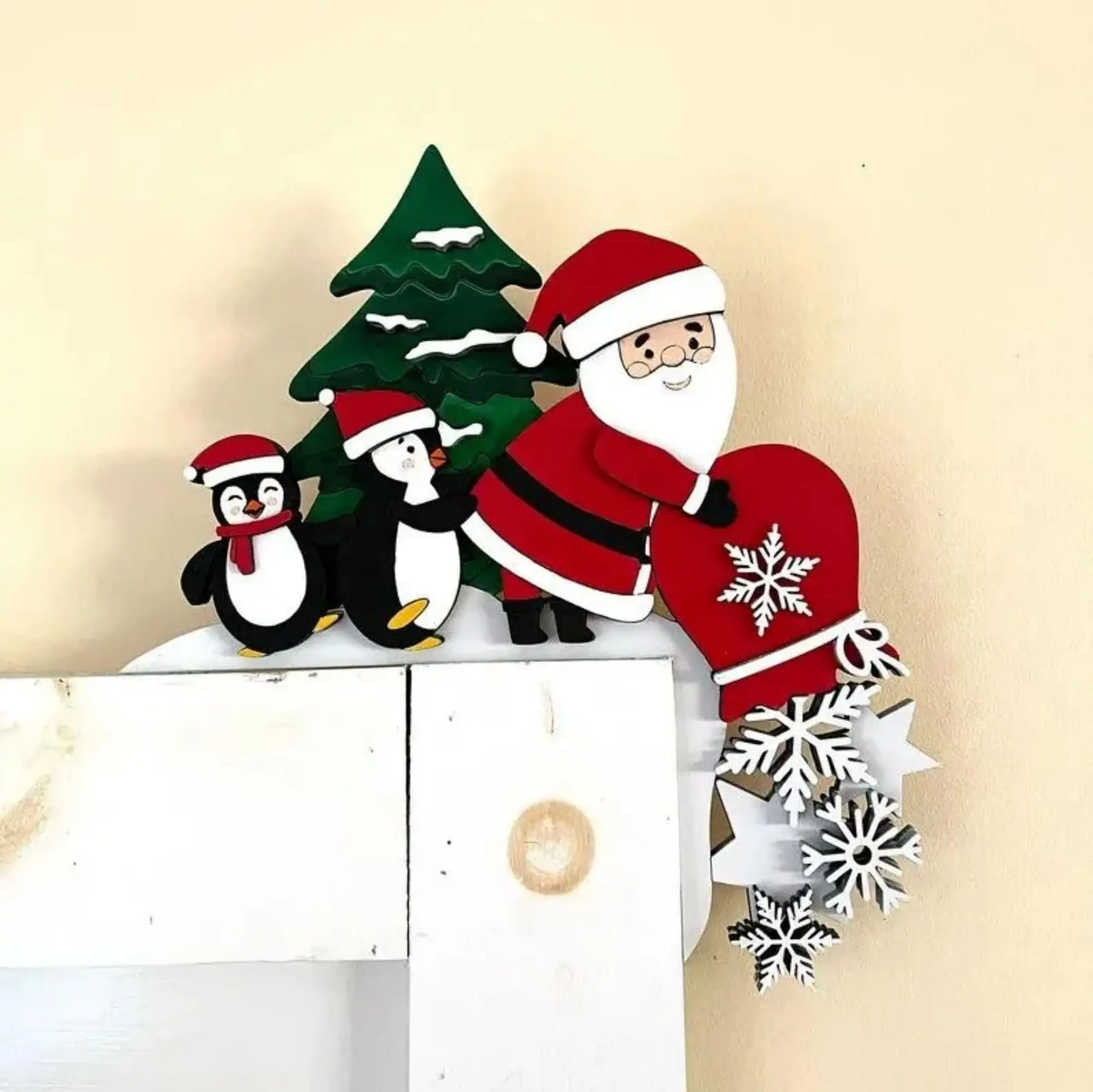 New Wooden Christmas Door Toppers Decor 8 Inch Top Door Frame Corner Sign Decorations Funny Xmas Home Party DIY Decor Ornament image 6