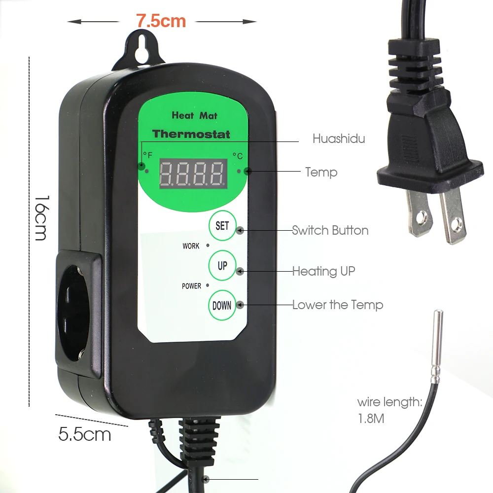 110/220V Garden Seedling Heat Mats with 68-108F Digital Thermostat Controller for Plants Seeds Starter Germination Heating Pad
