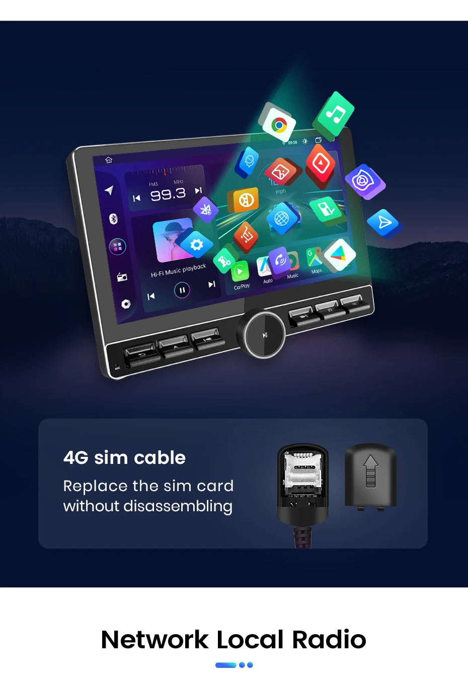 Junsun 10,1" Android Universal Single 1 Din Drehbares Autoradio 4GB+64GB Wireless Carplay Auto-Stereo Intelligentes System – Detail 14