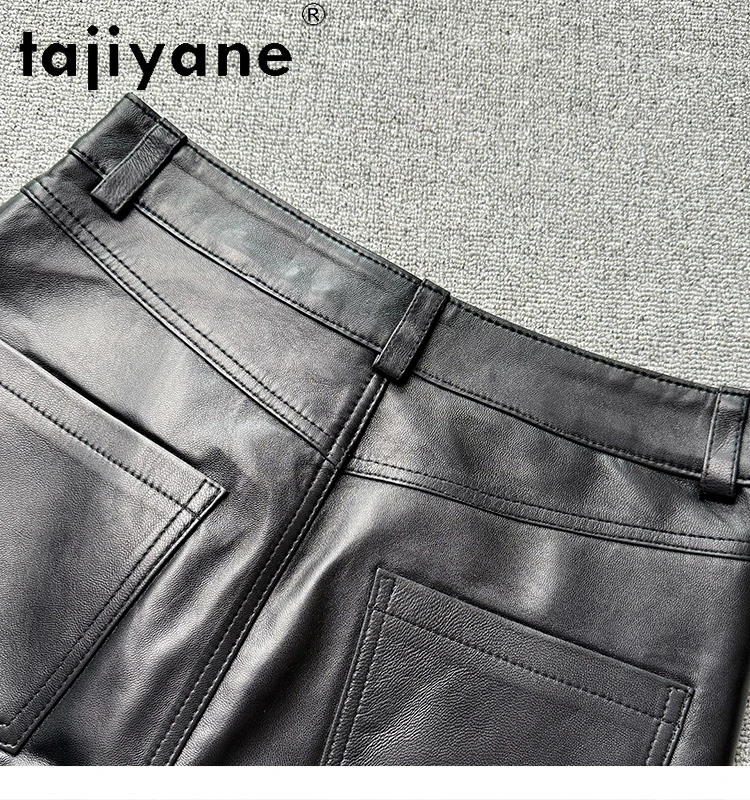 TAJIYANE 100% トップ層シープスキンスカート女性のためのスリム本革ミニスカート秋の韓国のファッション衣類 2025 تنانير