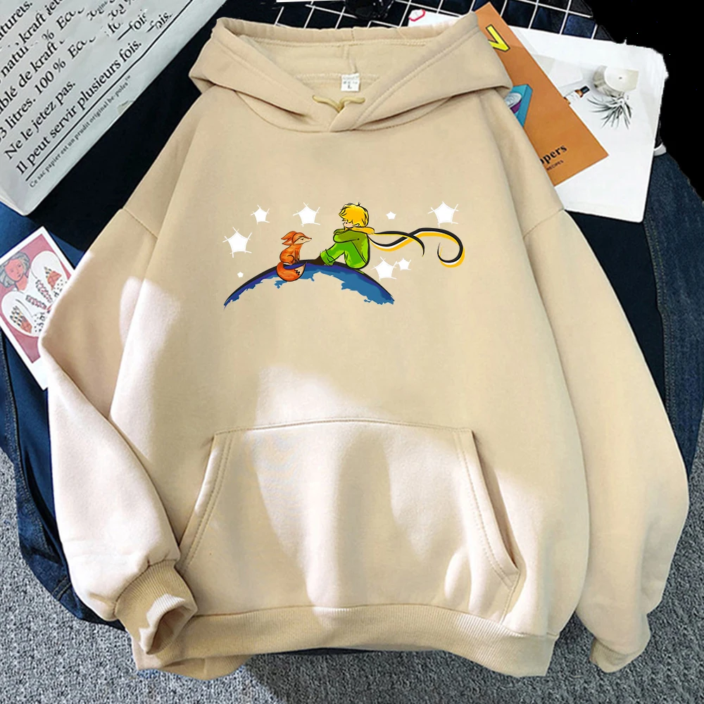 Little Prince Fox Printing Hoodie Kawaii Cartoon Hoody Women Men Clothes Female Oversized Sweatshirts Unisex Graphic Pullovers