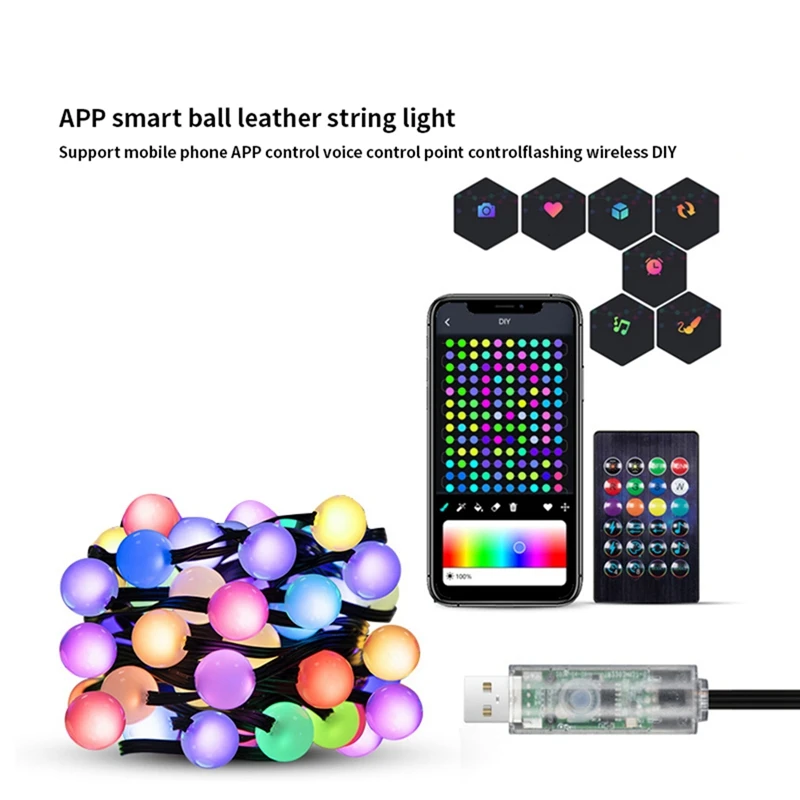 Smart LED RGB String Light Outdoor Decoration DIY Home Decor String Lights Lamp Waterproof Night Light Camping Light Durable