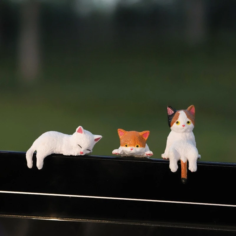 Home Decoration Cute Desktop Gifts Cartoon Simulation Edge Hang Cat Car Center Console Ornaments Decoration Car Accessories