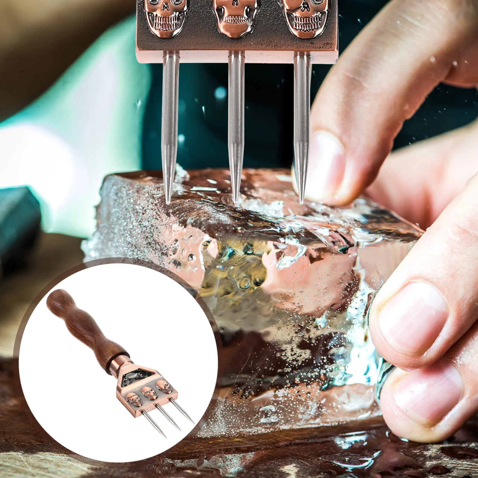

Stainless Steel Ice Pick Carving Tools 3 Pronged Breaking Gadgets Wood H Bartender Kitchen Gadgets Ice Chipper Picks