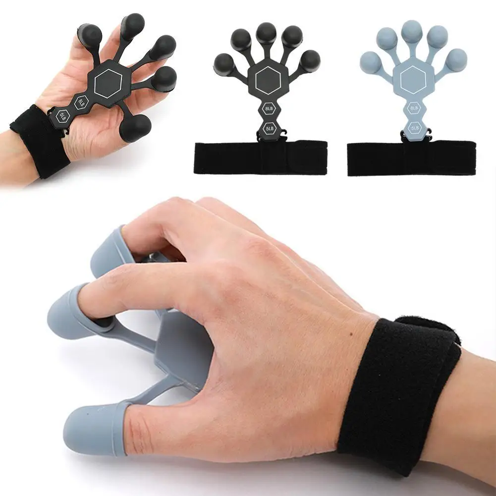 Hand Grip 5 Finger Exerciser Strength Power Forearm Silicone Trainning Adjustable Strengthener For Wrist Hand Brush Expander