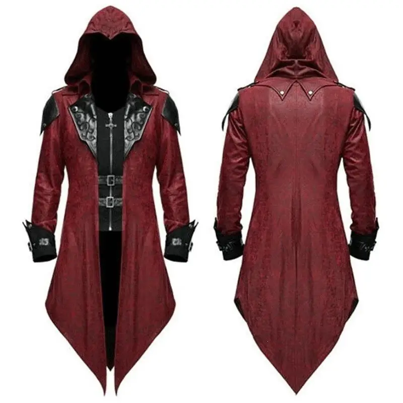 New Medieval Halloween Retro Patchwork Jacket Men's Gothic Dark Clothing Splicing Design Winter Fashion Men's Outerwear view 2
