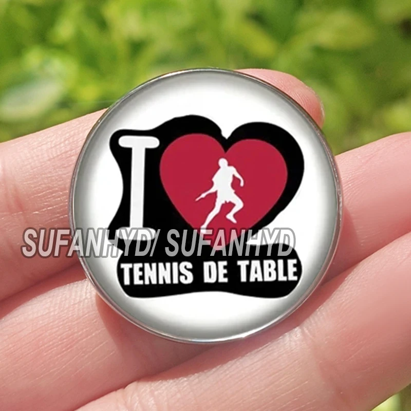 Stainless Steel I Love Table Tennis Brooch Pingpong Pins for Backpack Popular Athletic Sport Jewelry Women Men Pins