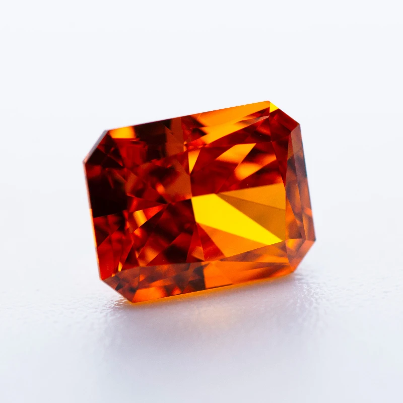 Kubisches Zirkonium, rechteckige Form, Crushed-Ice-Schliff, orange Farbe, 4K-Schliff, 5A-Qualität, synthetischer CZ-Edelstein – Detail 3