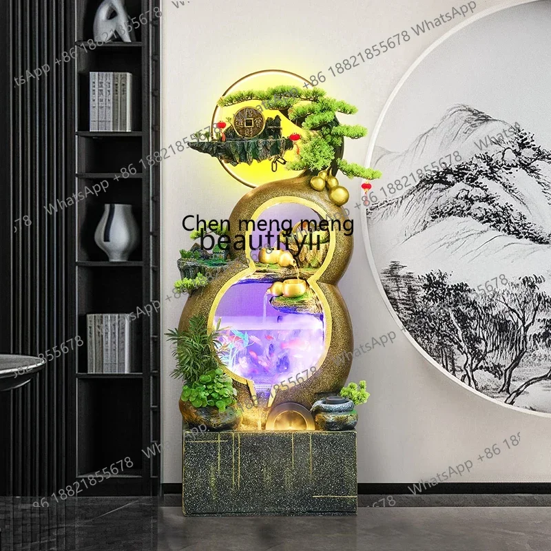 X  New gourd floor rockery fountain water feature living room inside and outside the office, flowing water home ornament