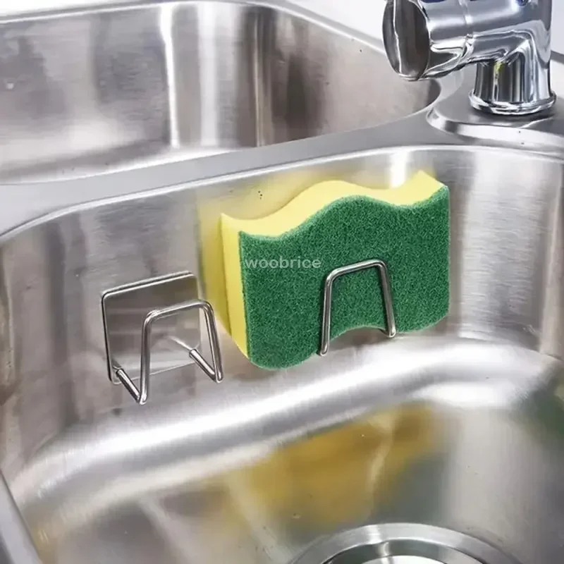Kitchen Stainless Steel Sink Sponges Holder Self Adhesive Drain Drying Rack Kitchen Wall Hooks Accessories Storage Organizer image 2