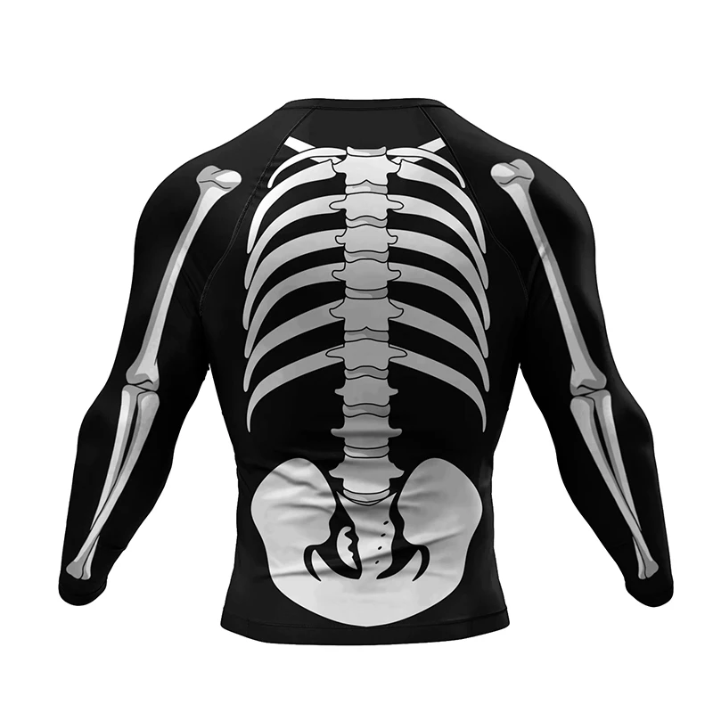 Skull Mma Compression T Shirts+Pants Rashguard Men Boxing Fightwear Thai MMA Kickboxing Shorts Grappling Dummy bjj Sport Shirts