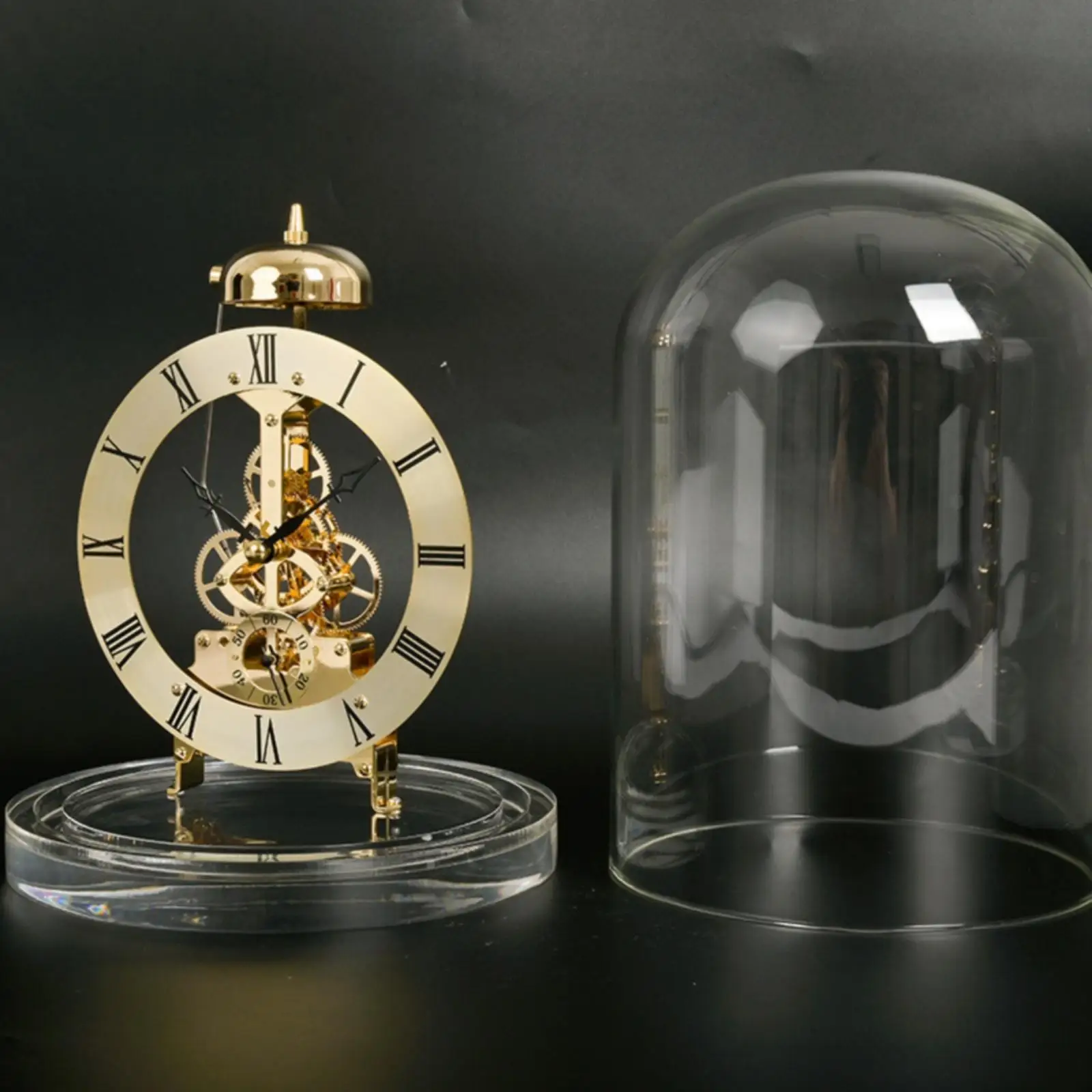 Quartz Clock Transparent Acrylic Roman Numeral Table Clock Modern Desk Timepiece for Home Office Decor