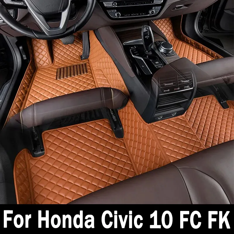 

Автомобильные коврики для Honda Civic X 10 FC FK 2016 ~ 2021, кожаные напольные коврики, коврики, внутренние части, водонепроницаемые накладки, автомобильные аксессуары