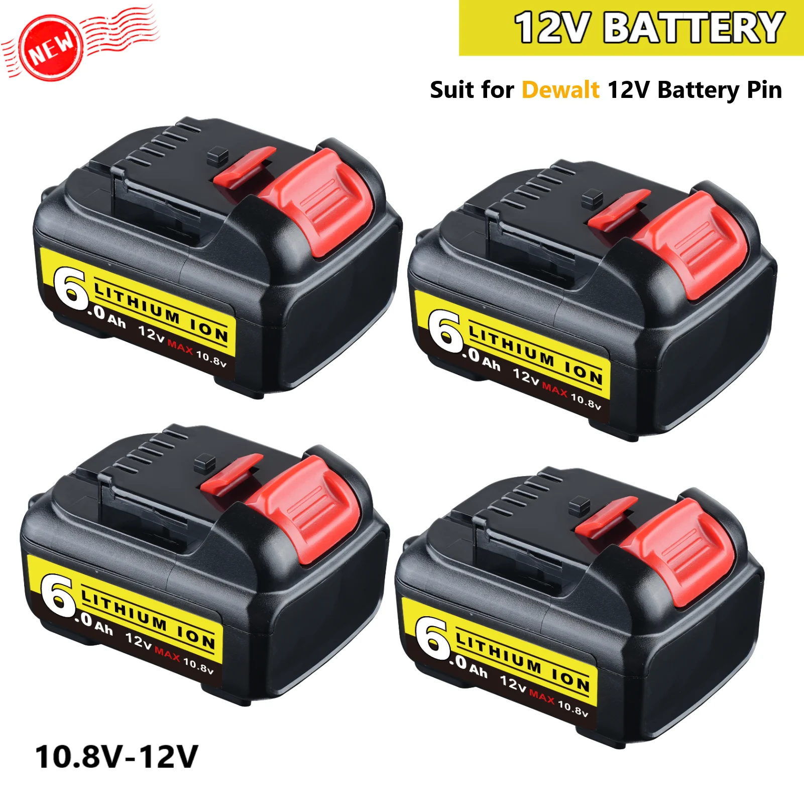 

1/2/4 PCS 6.0Ah DCB120 Replace for Dewalt 12V Max Li-on Battery Pin Compatible with Dewalt DCB124 DCB126 DCB127 DCB122 Tools