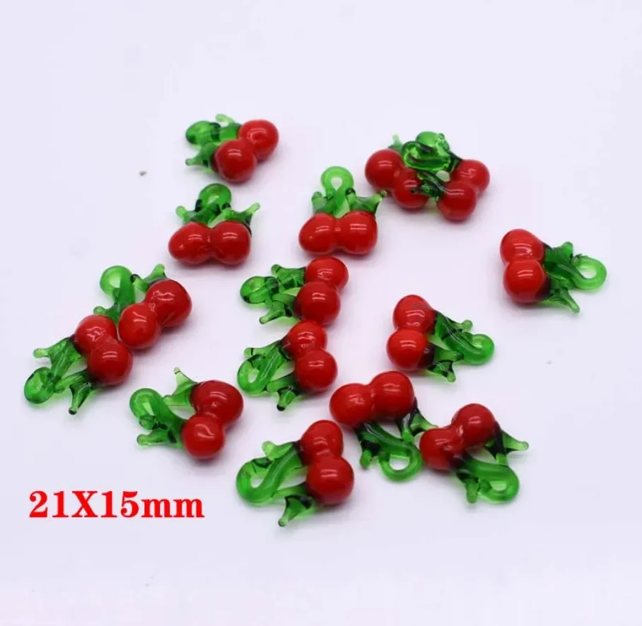 Coloured glaze Glass Strawberry cherry pepper Watermelon banana charms lampwork glass pendant DIY jewelry accessories handmade