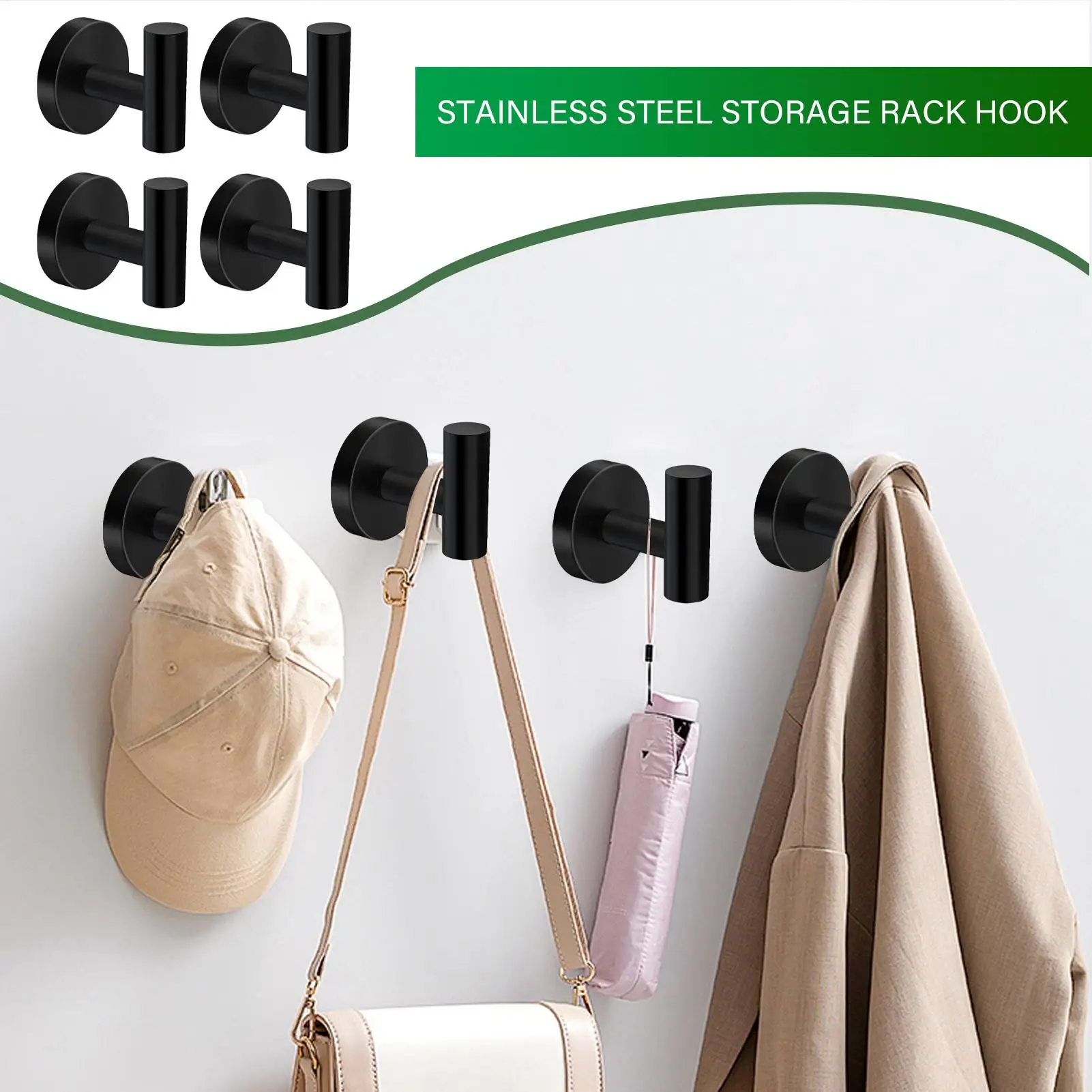 

Stainless Steel Hooks Rustproof Utility Holder 4 Pieces Bathroom Wall Hooks For Clothes Hats Keys Kitchen Bathroom Towels Hats