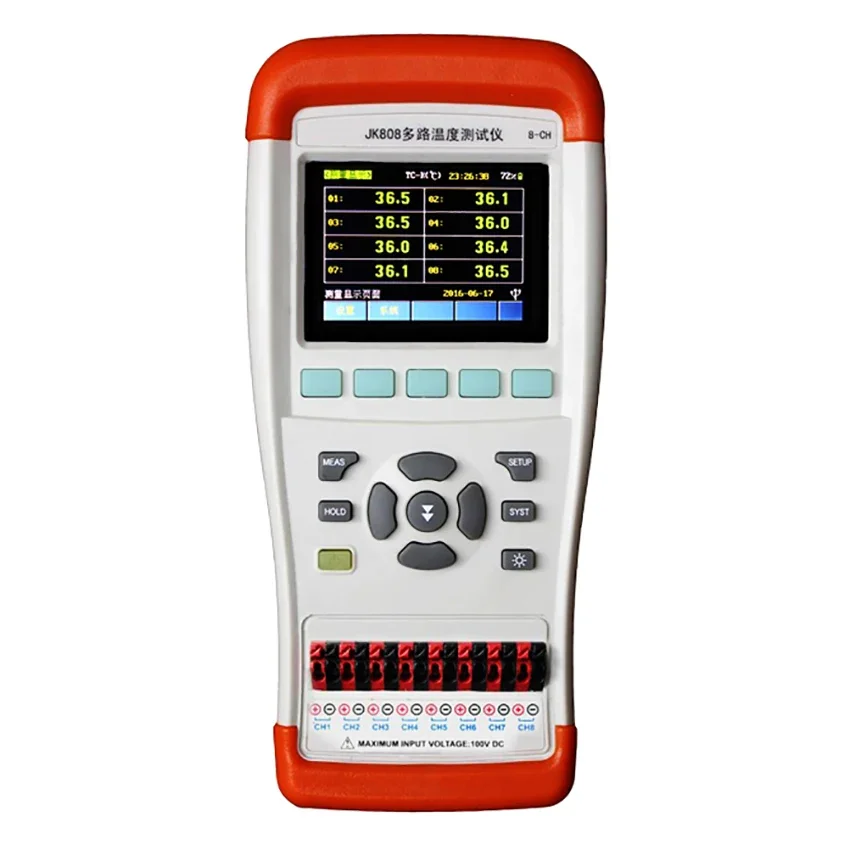 JK804/JK808 Handheld Multi-Channel Temperature Tester 4-8 Channel Temperature Tester Thermocouple Temperature Recorder