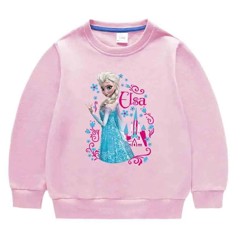 Quality Cotton Disney Frozen Elsa Tee Shirt Girl Clothing for Children T-shirt Pink Girls Long Sleeve Kids Tops Bluey Clothes