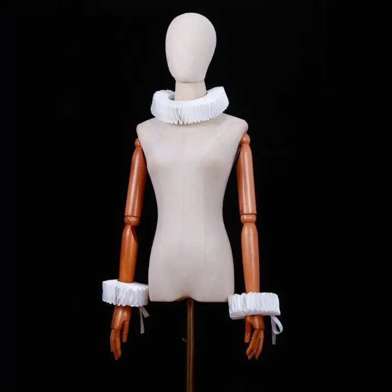 

39BB Adjustable Renaissances Collar Vintage Layered Ruffle Detachable False Collar for Art Lover and History Enthusiasts