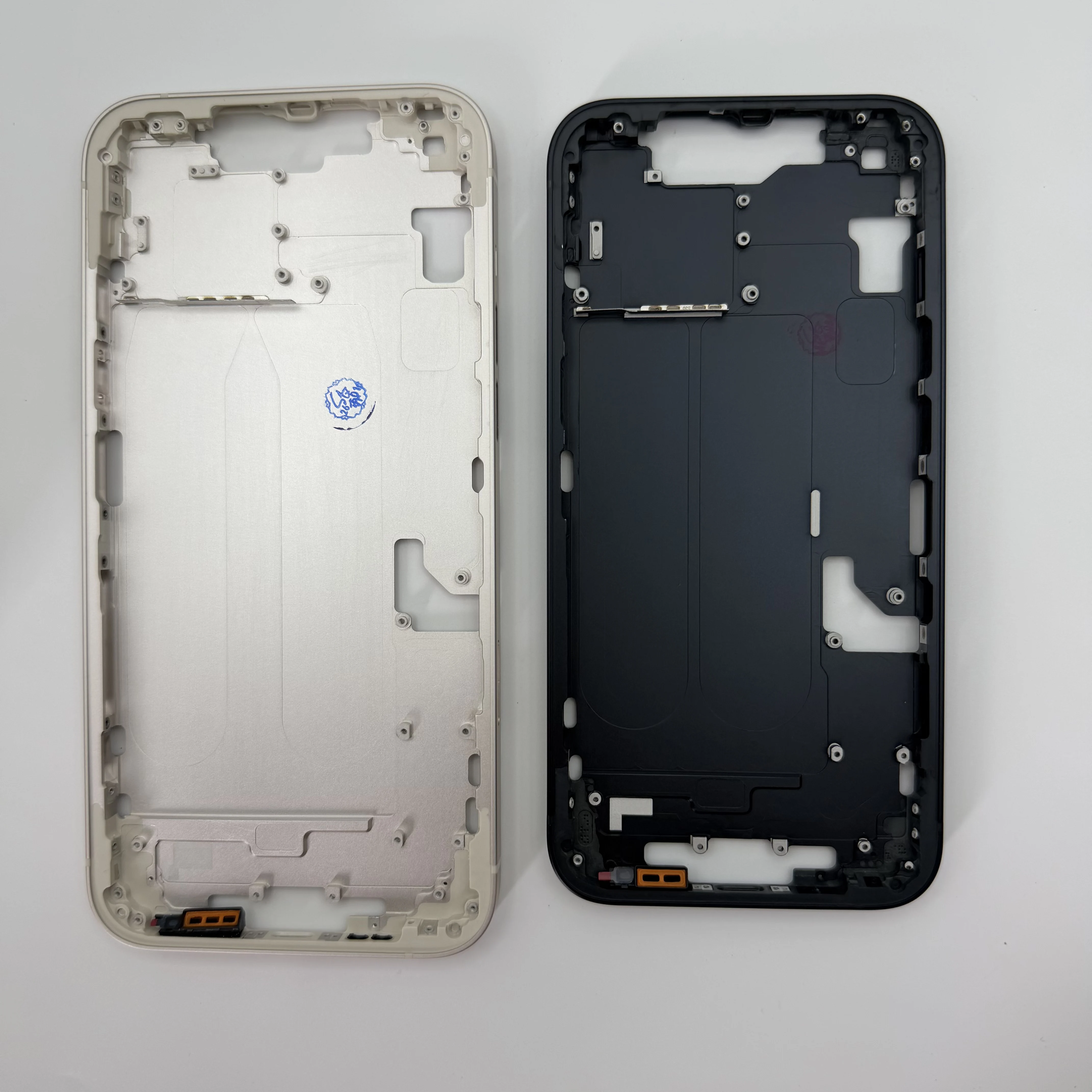 Middle Housing Frame for iPhone 14 14 Plus, Replacement Chassis with SIM Card Tray, Side Buttons, Battery Adhesive & Screen Seal