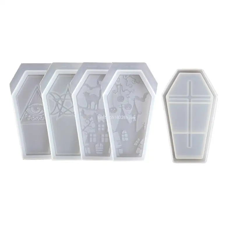 DIY Epoxy Crystal Halloween Coffin Box Mold Mirror Silicone Lids and Base Mold for Crafts Jewelry Storage Dropship