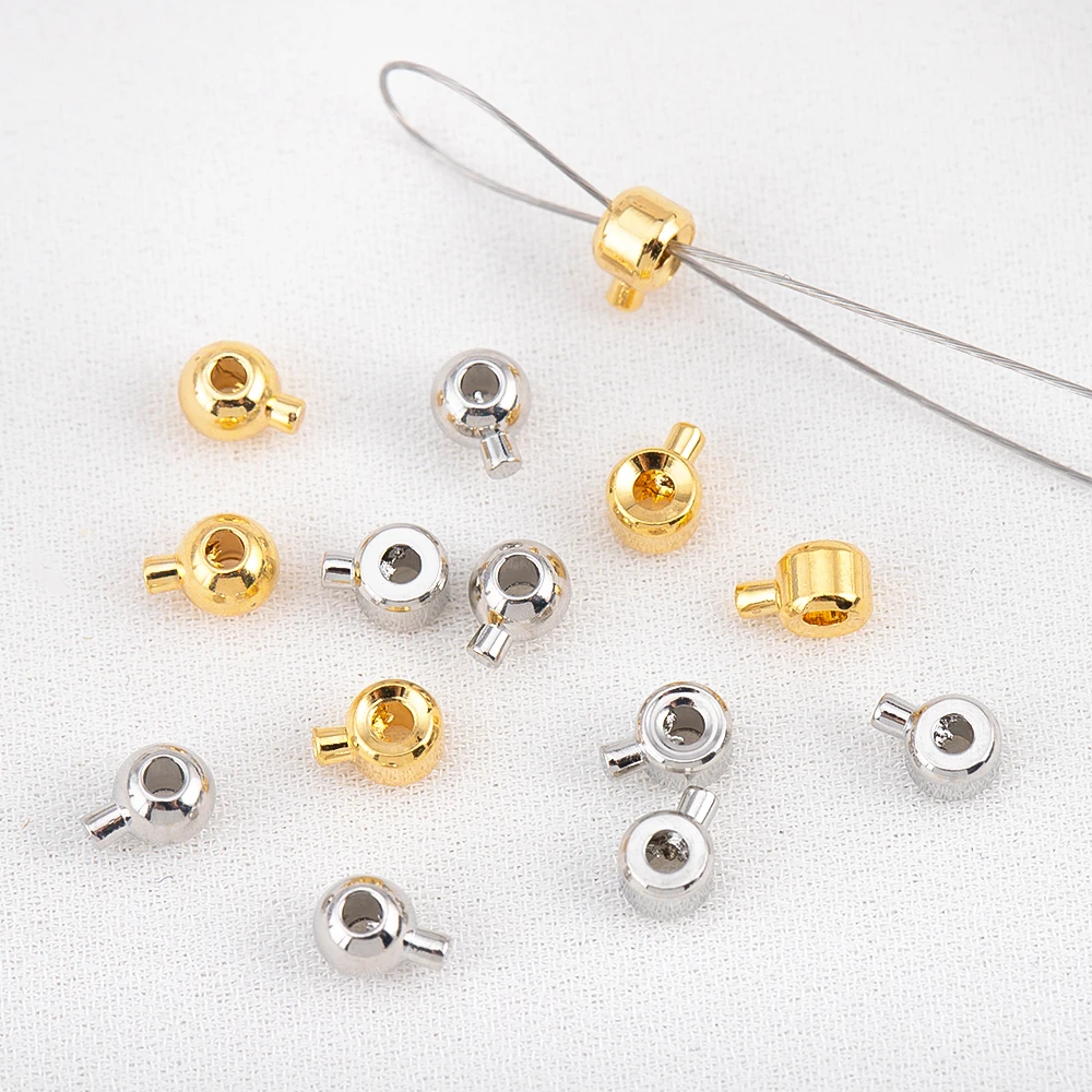 Fermoirs de positionnement, 10 pièces, perles d'extrémité à sertir, bouchon de Bracelet, perles, fermetures en cuivre, lampes, fermoirs à Clip d'extrémité de bijoux, fabrication de bijoux