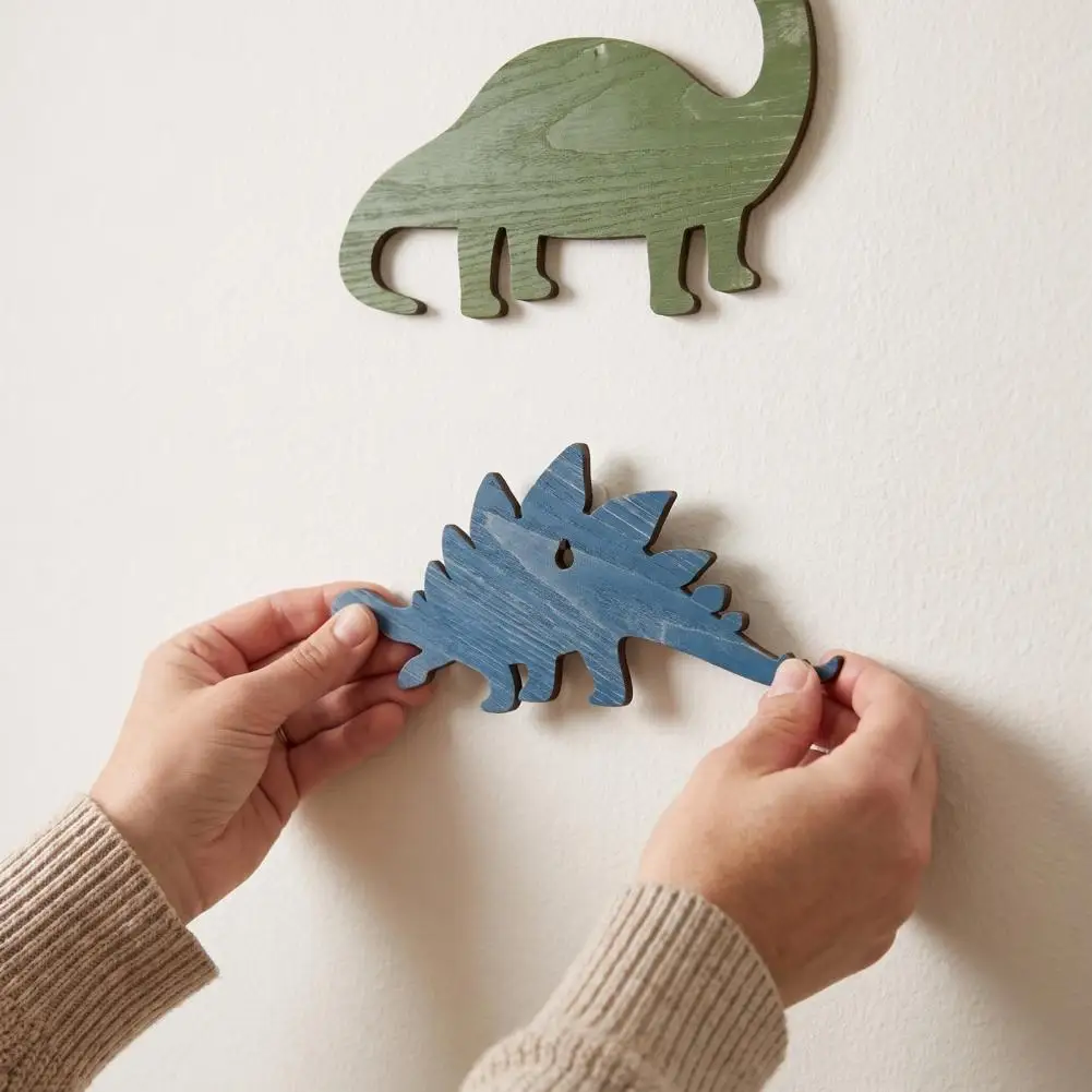 Dinosaur Wall Hanging for Boys Room 4pcs Wooden Dinosaur Wall Decor Set Retro Stegosaurus Plesiosaur Pterosaur Art for Nursery