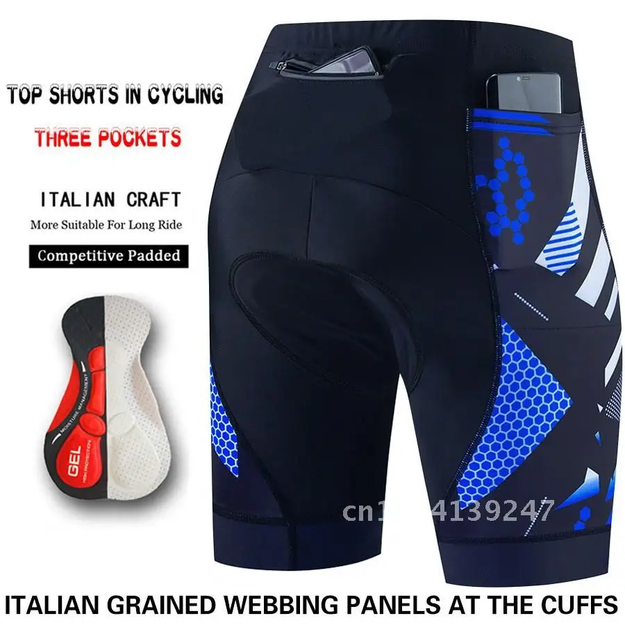 

Men's Summer Road Cycling Suit Amazon Trousers Shorts with Three Pockets Moisture-Wicking Lycra Bicycle Riding Pants
