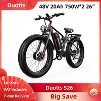 DUOTTS S26 Electric Bike 48V 20Ah Battery 750W*2 Dual Motor 26 Inch Fat Tires 960Wh Full Suspension E-MTB Hydraulic Brake