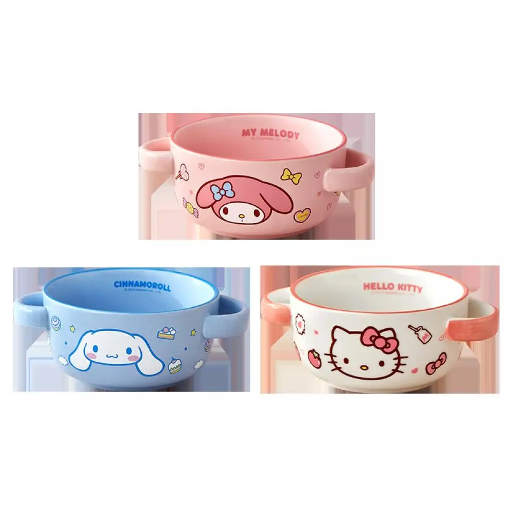 Kawaii مرحبا كيتي وعاء الأذن المزدوج سانريو ميلودي سينامورول وعاء الأرز لطيف الكرتون على البخار البيض الكسترد السيراميك السلطانية الاطفال هدية #6