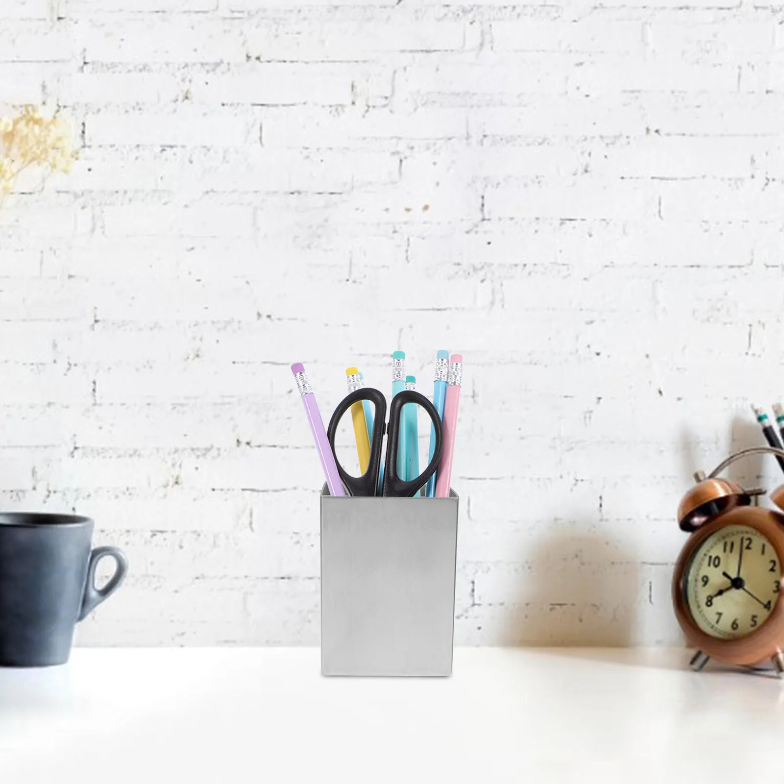 Stainless Steel Pen Holder Smooth Bottom Pencil Cup For Pens Markers Makeup Brushes Desk Organizer Stationery Storage