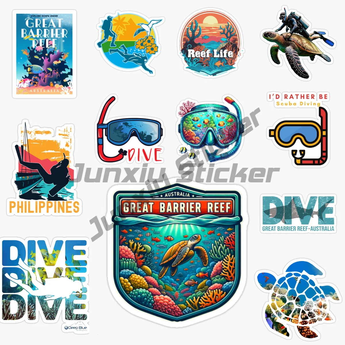 

Australia Great Barrier Reef Coral Reef Group Diving Transparent and Clear Seawater Car Stickers Vinyl Self-adhesive Stickers