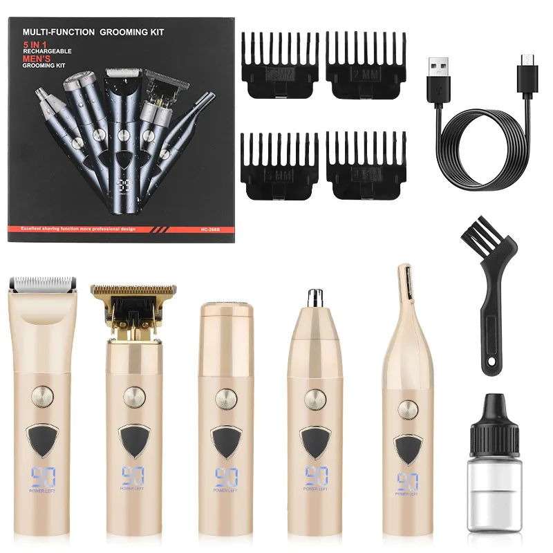 Men's 5-in-1 Electric Body Hair Trimmer Professional Hygienic Beauty Razor Shaver for Face Ear Nose - Professional Hair Trimmer image 5