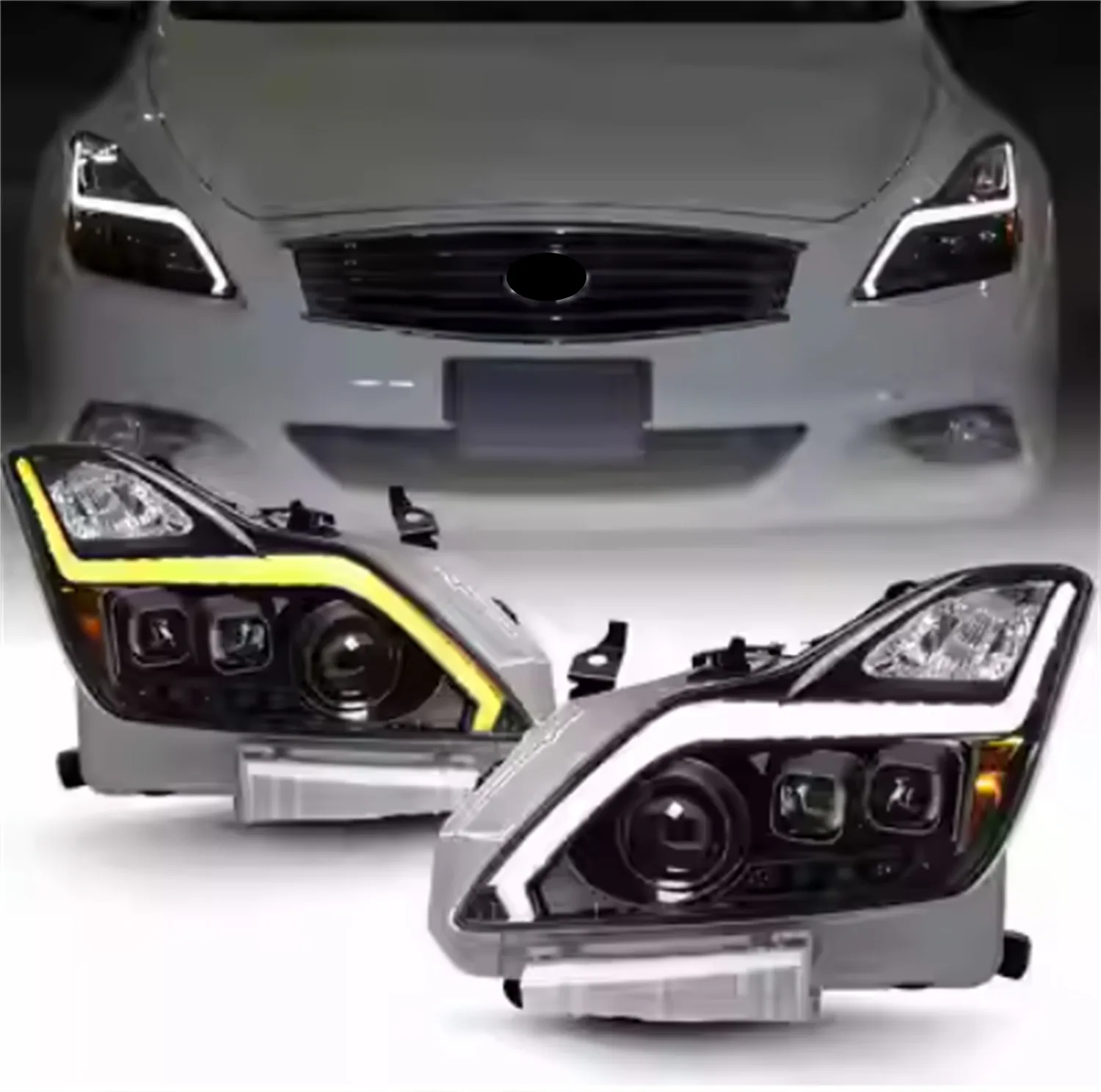 Led Front Headlight for Infiniti g37 g25 DRL Daytime Running DRL Angel eye Turn signal