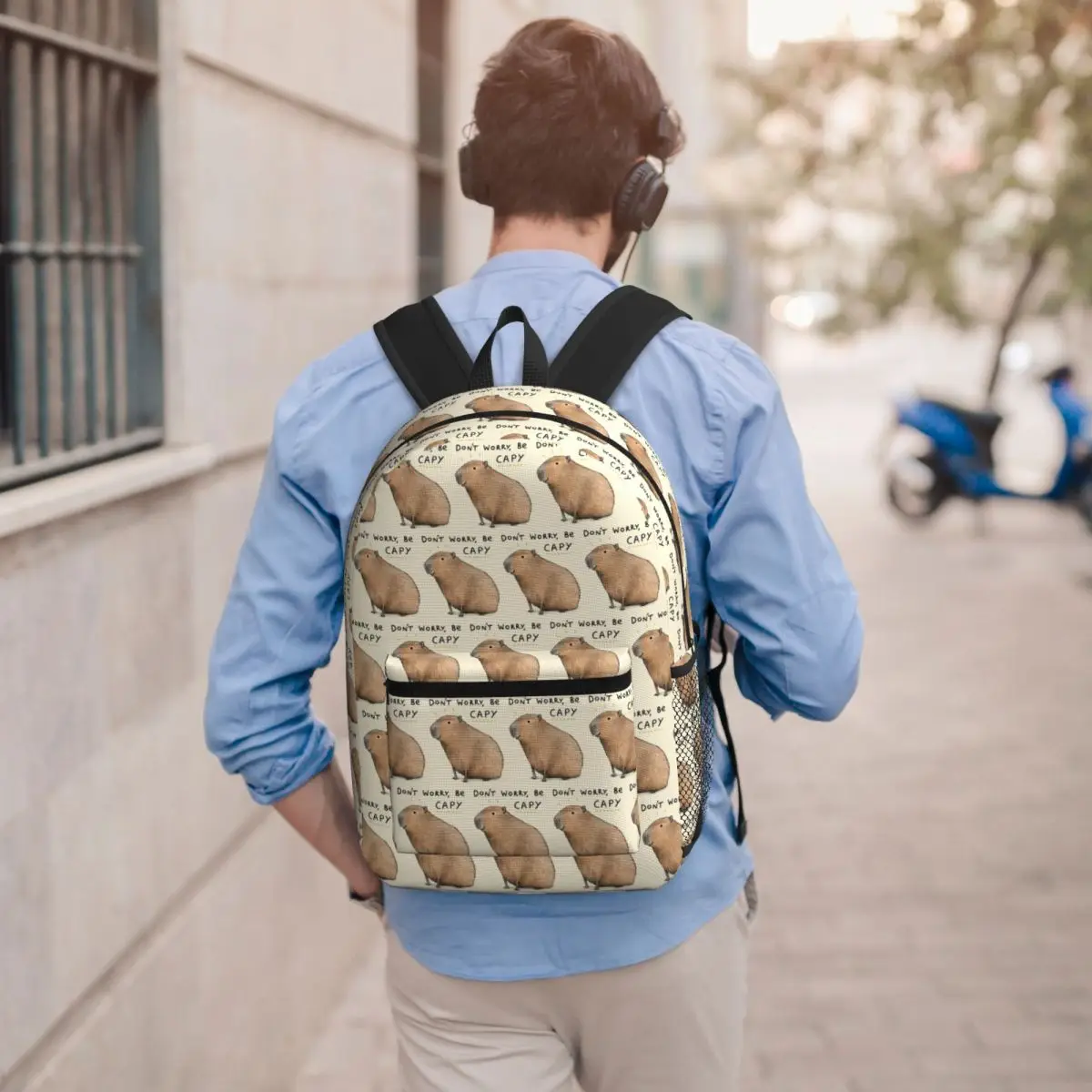 Don't Worry Be Capy Backpack Student BookBag Kids School Bag Laptop Shoulder Bags for Men Women