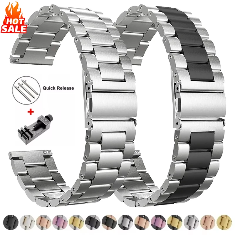 20mm 22mm Metal Band for Samsung Galaxy Watch 7 6 5 4 5Pro 40/44mm 6 Classic 43mm 47mm Stainless Steel Strap for Huawei GT5 4Pro