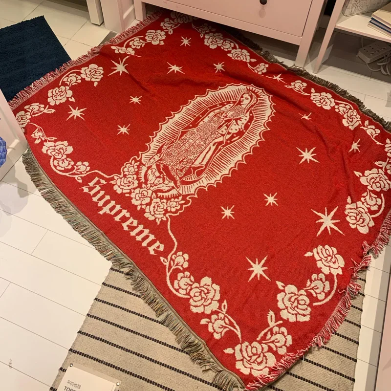 Super Virgin Mary Black Red Blanket Personality Tapestry Office Air Conditioning Nap Blanket 130x160cm Sofa Ornaments