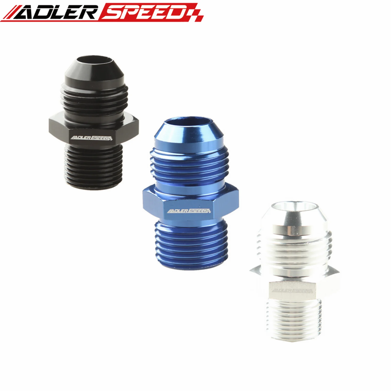 

AN4/6/8/10/12 Male To 1/8" 1/4" 3/8" 1/2" 3/4"BSP BSPP Straight Adapter Aluminum Blue/Silver