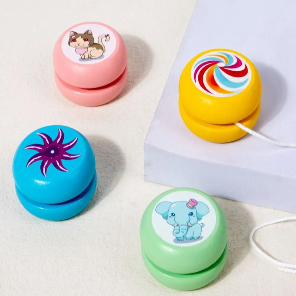 Fashion Wooden 2A Yoyo Toy Brainstorming Beginner Yoyo Ball Concentration Cartoon Nostalgic Toys Children