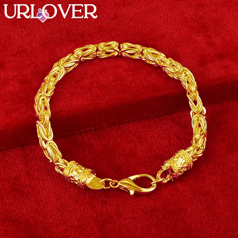 URLOVER 24K Gold Bracelet Keel Chain Hip Hop Bracelets For Woman Man Birthday Wedding Engagement Fashion Party Charm Jewelry