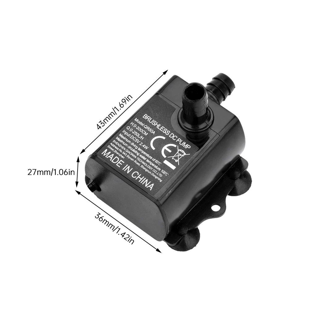 Pompe à eau ultra silencieuse pour sécuritaires, jardin, fournitures de camping, USB, 5V, 4.8W, mini, sans balais, étanche, fontaine SubSN, aquarium