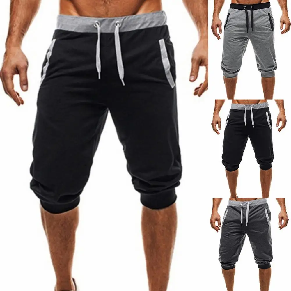 Men Summer Harem Pants Slacks Shorts Sport Sweatpants Drawstring Jogger Trousers