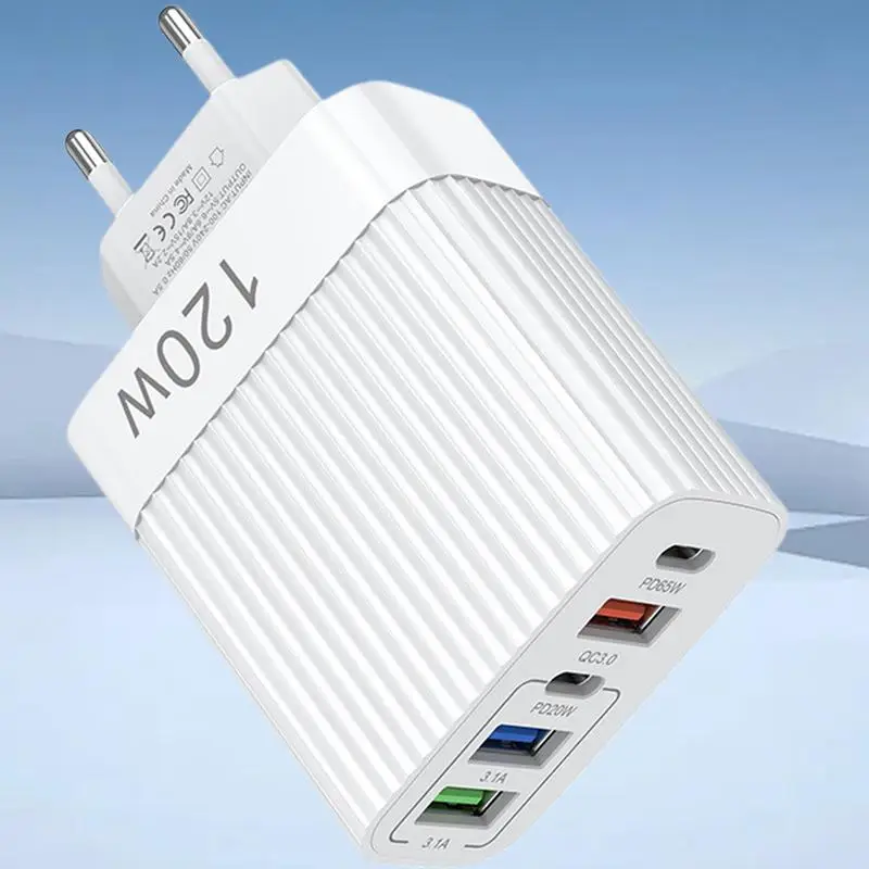 USB-адаптер, 120 Вт, несколько портов, зарядное устройство, станция быстрой зарядки, концентратор, портативная зарядная розетка типа C для мобильных телефонов