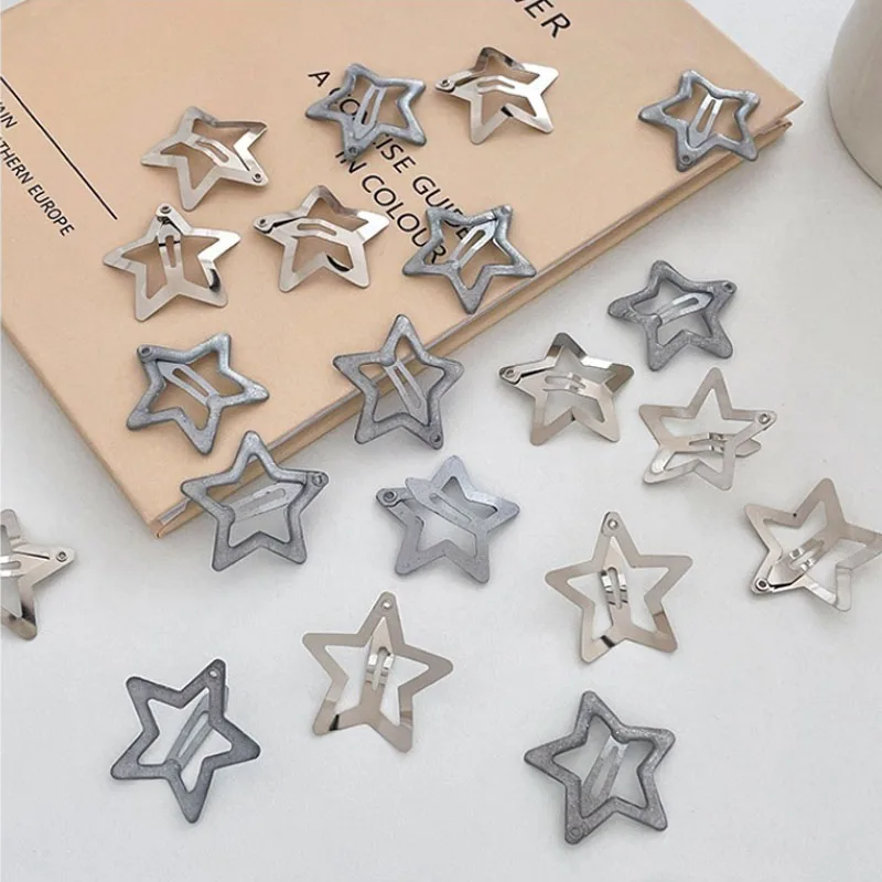1/50pcs Silver Glitter Star BB Hair Clips Women Grils Cute Metal Y2K Star Hairpin Side Barrettes Hair Accessories Headwear Gift