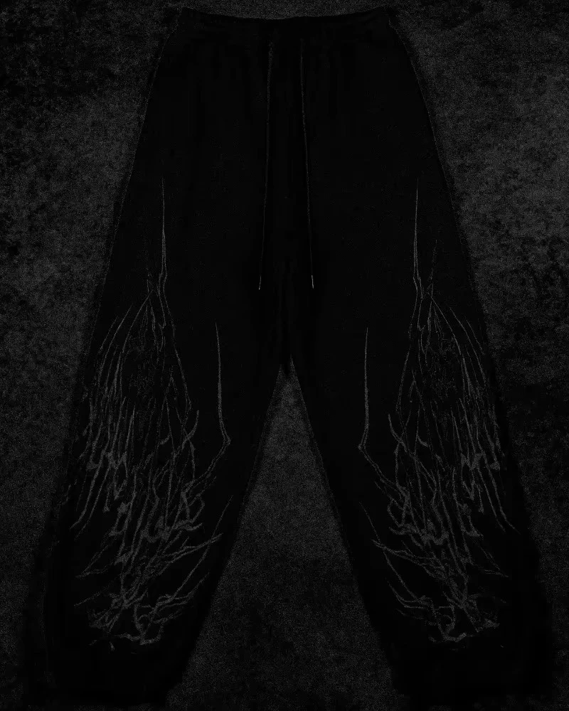 กางเกงขายาวทรงหลวมสไตล์ Y2K ลำลองแนวร็อค ฮิปฮอป ฮาราจูกุ กอธิค พังก์ ปี 2025 พร้อมเสื้อยืดคอกลมผ้าฝ้ายทรงโอเวอร์ไซส์