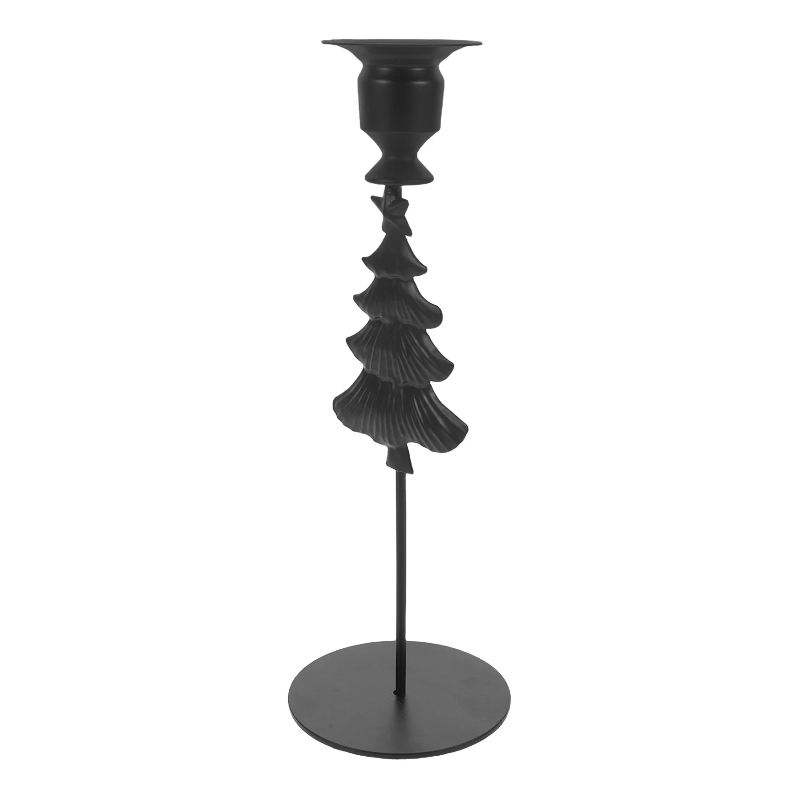 

Rustic Black Metal Christmas Tree Candlestick Holder Taper Stand for Holiday Mantel Table Decorations Tree Candlesticks