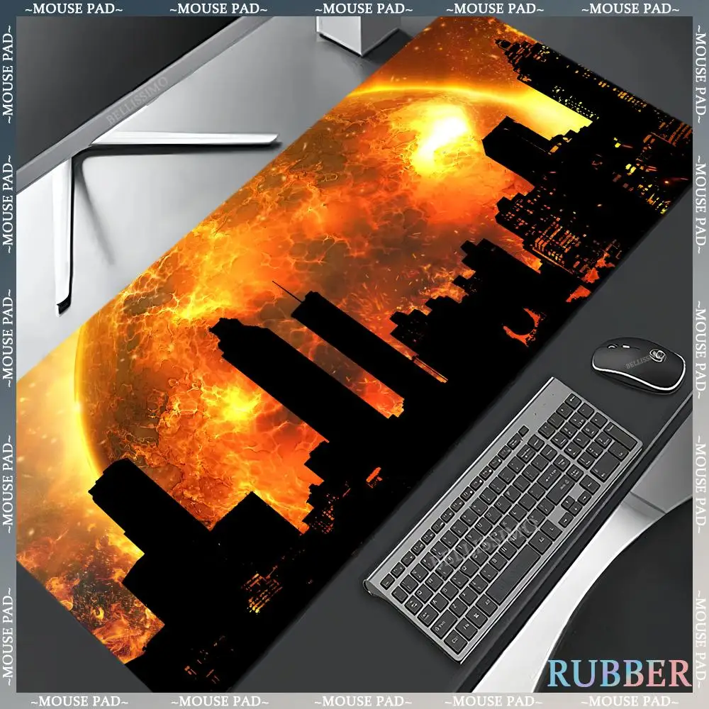 Neon City Night View Oversized Gaming MousePad Desk Pad Computer Keyboard Pad Birthday Holiday Gift for Male Friends Mouse Pad