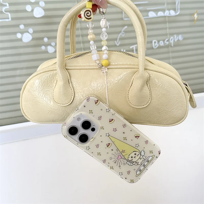 Kawaii Cartoon Animal Star Telefoonhoesje voor iPhone 16 Pro 15 14 13 Pro Max Achterkant met ketting Schokbestendig Leuke beschermende hoesjes