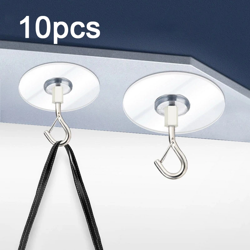 1-10Pcs Screw Hook Ceiling Hooks Multifunctional Self-adhesive Heavy Duty Wall Mount Plastic Hanging Plants Holder Accessories